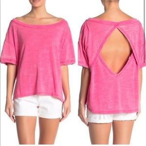 Free people we the free open back pink worn tee